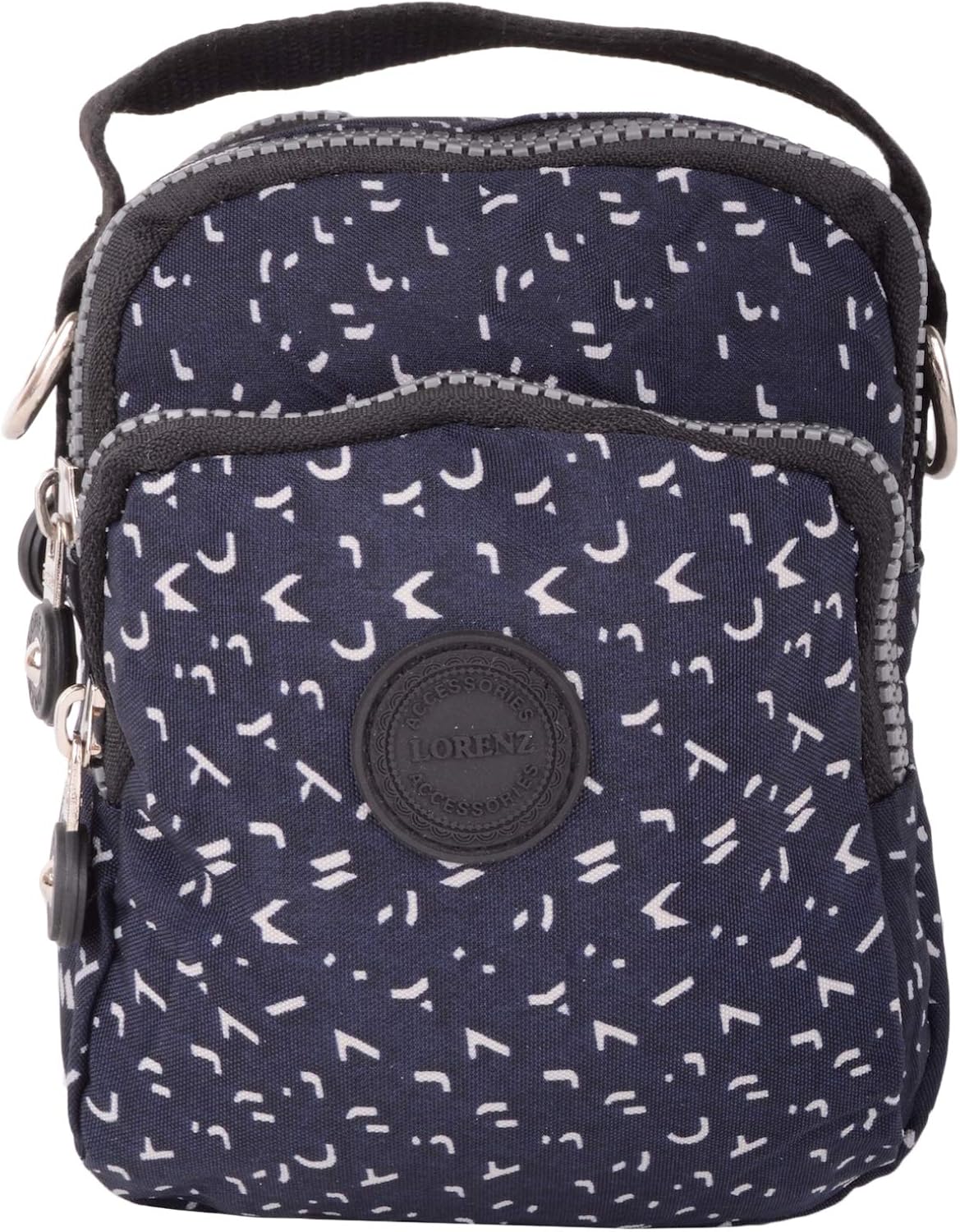 Valita Womens Compact Travel Triple Feature Cross Body Shoulder Bag Detachable Strap - Navy/Beige - Image 3