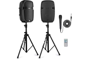 Portable PA Speaker System - 1000W High Powered BT Connectivity Compatible Active + Passive Pair Outdoor Sound Speakers w/USB