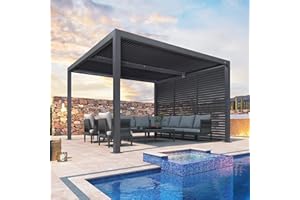 PURPLE LEAF Louvered Pergola Accessory 94AS Aluminum Louver Grille for Optimal Privacy, Sunlight Control Three Panels a Complete 12' Side Fixed Shutter Wall, Pergola Not Included