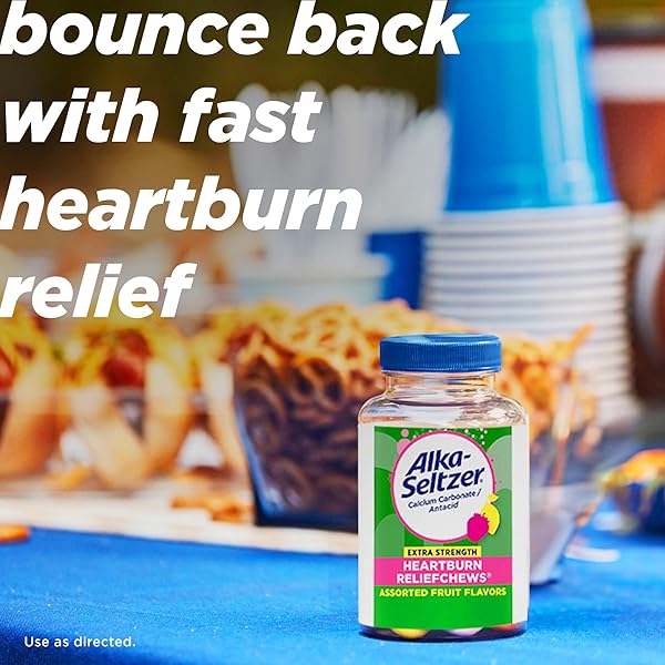 ALKA-SELTZER EXTRA STRENGTH HEARTBURN RELIEFCHEWS, ANTACID FOR FAST HEARTBURN & ACID INDIGESTION RELIEF ON THE GO, 200 CT