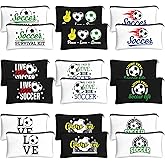 Sweetude 18 Pcs Soccer Gifts Makeup Bag Toiletry Travel Storage Accessories with Zipper Cosmetic Bags Portable Cosmetic Pouch for Soccer Lovers Players Team Fans(Classic)