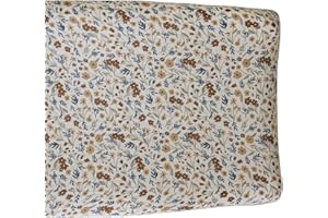 Mebie Baby Changing Pad Cover, Harvest Floral, 100% Muslin Cotton Changing Table Pad Cover for Baby Boy and Girl, Designer Nursery Decor Covers, Diaper Changing Pad Cover for Changing Station