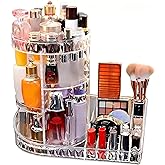 UShioart Large Capacity Rotating Acrylic Cosmetic Storage,360 Degree Makeup Organizer Adjustable Cosmetic Storage for Perfume Skincare Jewelry Display Dresser