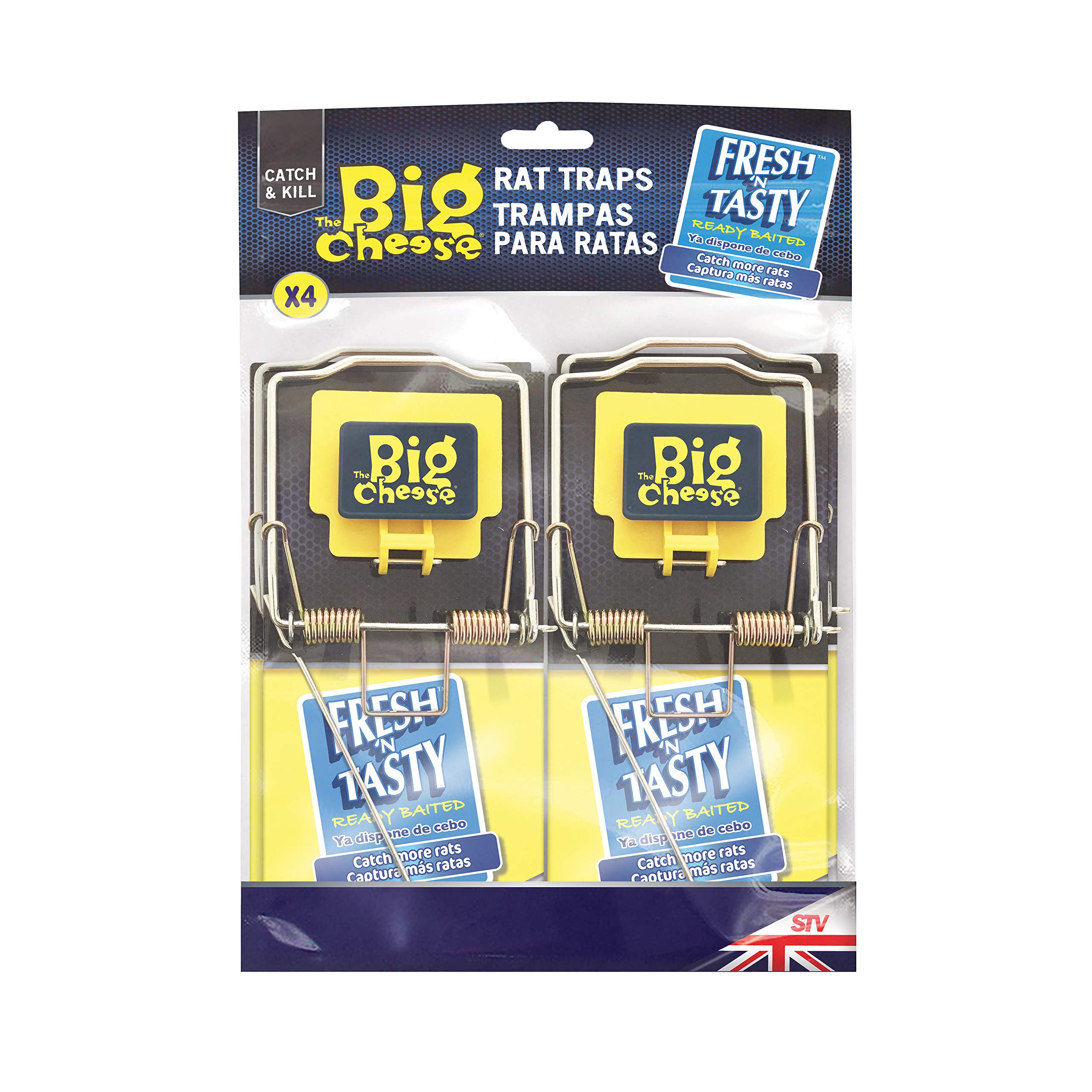 The Big Cheese STV199 Fresh Baited Rat Traps-4 Pack, Multicolour, 5.5 cm*18.0 cm*17.0 cm