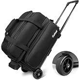 Goloni Double Roller 2 Ball Bowling Bag with Separate Shoe Compartment,2 Ball Bowling Bag with Wheels,Retractable Handle Extends to 40"