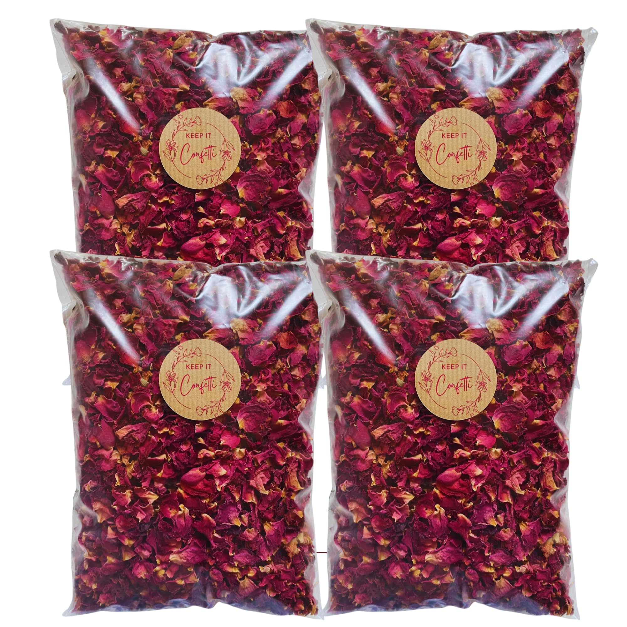 KEEP IT Wedding Confetti Eco friendly Biodegradable | 4 LITRES (40 Guests) | Dried Rose Petals Flowers | 100% Natural Confetti | Biodegradable Confetti | Candle Making | 4 Litres (40 Guests)