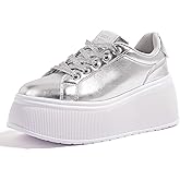 LUCKY STEP Women's Platform Fashion Sneakers Classic Wedge Canvas Casual Low Top Retro Walking Shoes