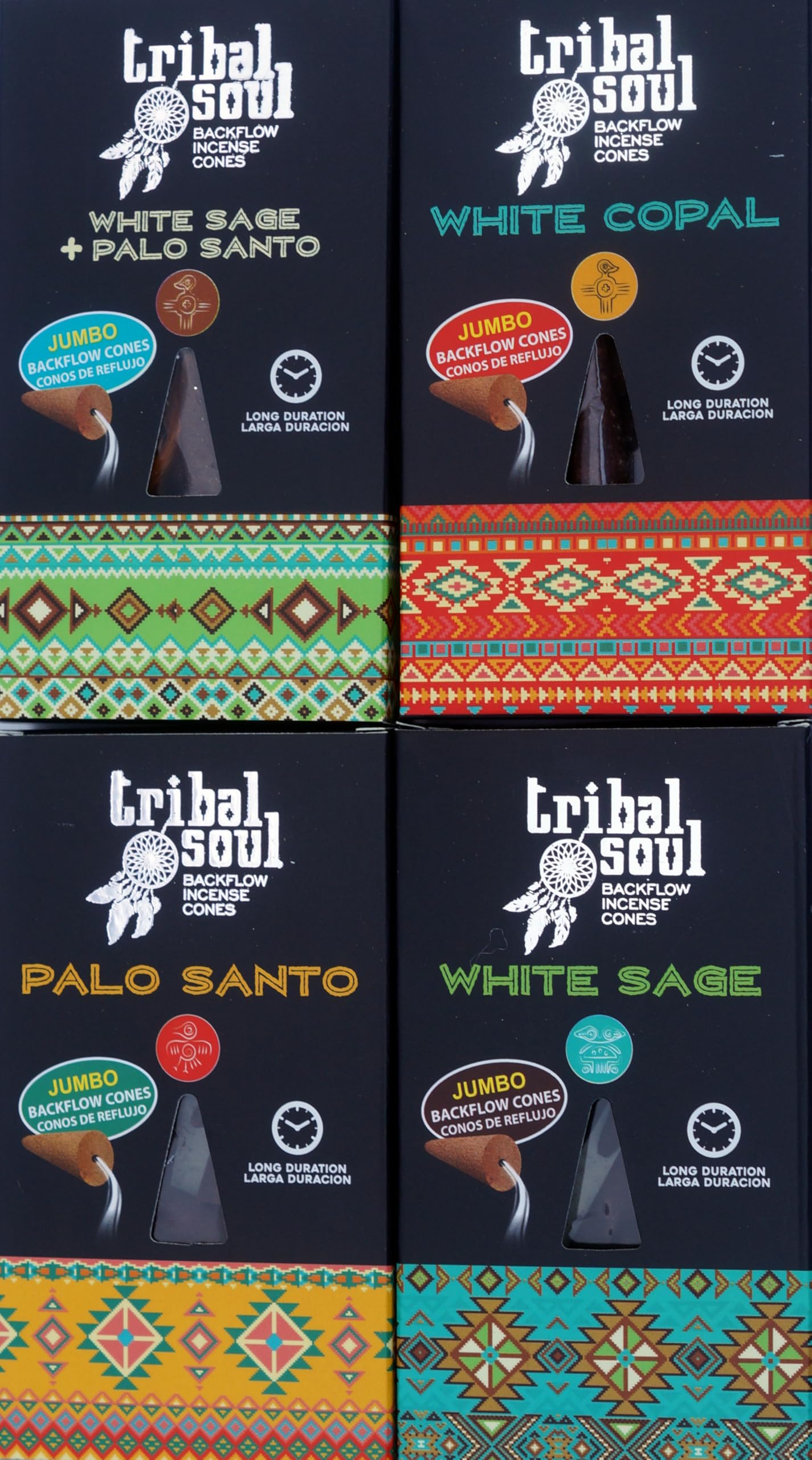 Tribal Soul Premium Backflow Incense Cones (Jumbo, 10 Cones) | Aromatic, Long-Burning for Waterfall Incense Burners : (4 Packs, Mixed Aromas, Set A)