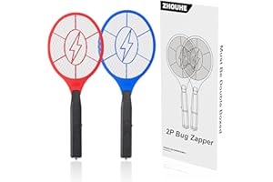 GENERIC ZhouHe Pack of 2 Electric Fly Swatter Bug Zapper Battery Operated Flies Killer Indoor & Outdoor Pest Control Mosquito Zapper and Insect Catcher Racket（red＆Blue）