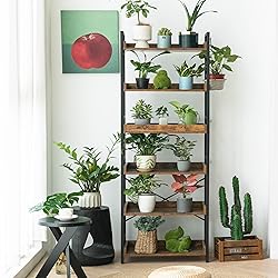 HCHQHS Adjustable 6 Tier Open Bookcase, Rustic