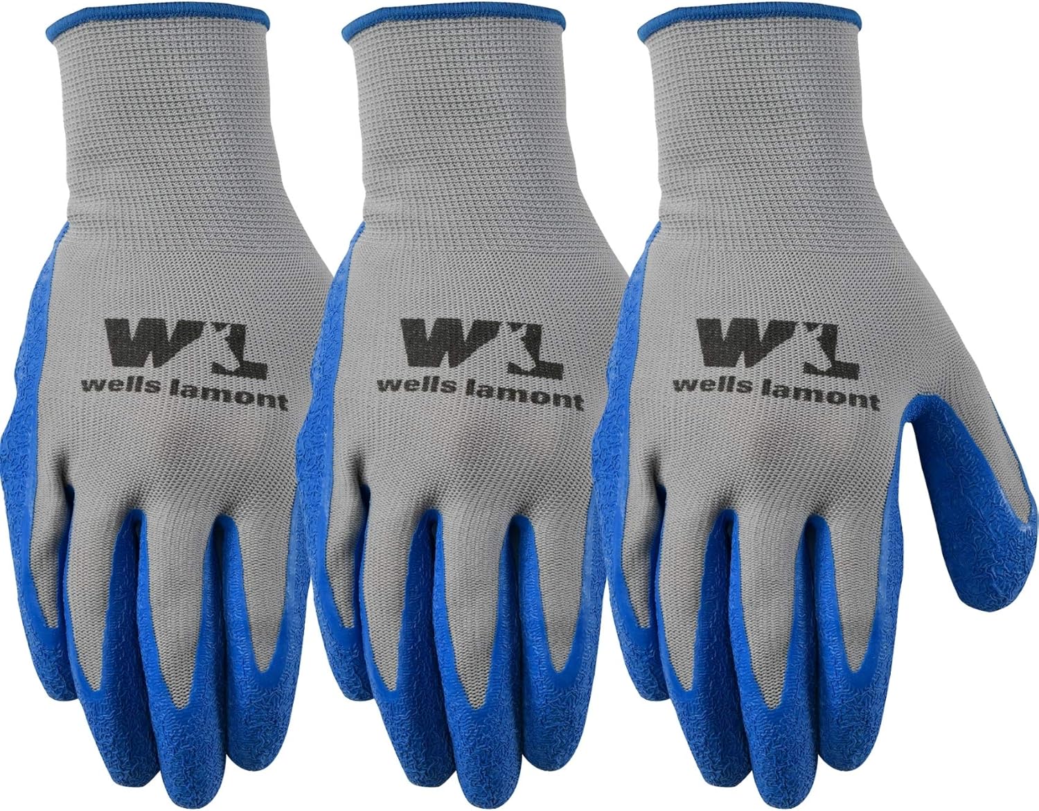 3 Pair Pack Latex Grip Work Gloves, Extra Large (Wells Lamont 133XLF) , Grey