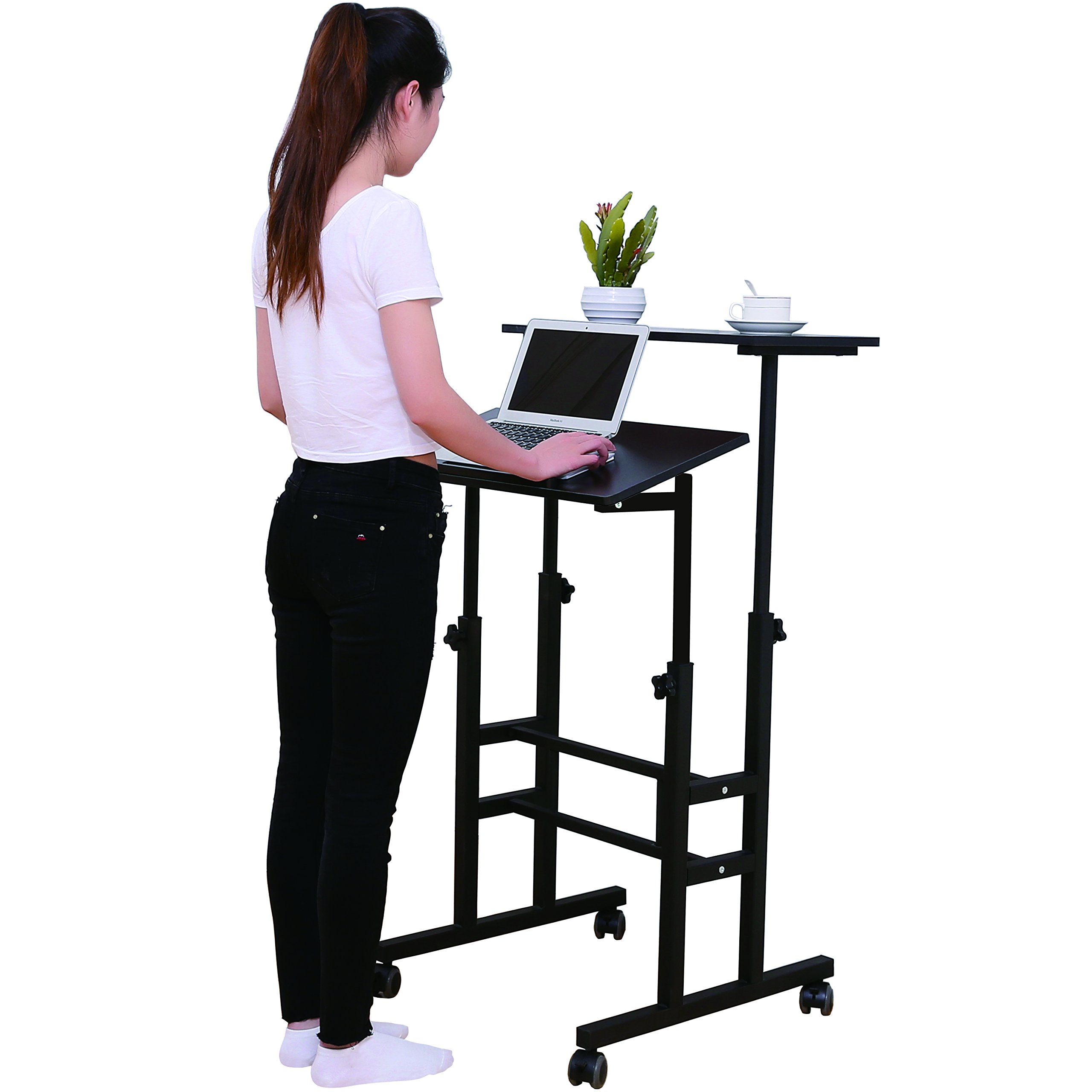 SDADI 2 Inches Carpet Wheels Mobile Standing Desk Stand Up Desk Height