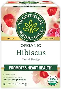 Traditional Medicinals Organic, Hibiscus Tea - Supports Normal Heart Health & Cardiovascular Wellness - Kosher, Non-GMO, Caff