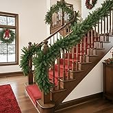 Lyrow 2 Pcs 15 ft Artificial Pine Greenery Garlands Deluxe Faux Thick Real Touch Winter Pine Garland Artificial Greenery Wreath for Table Fireplace Mantle Indoor Outdoor Christmas Decorations