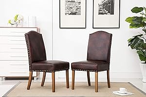 Roundhill Furniture Mod Urban Style Wood Nail Head Leather-Like Fabric Parson Chair Set