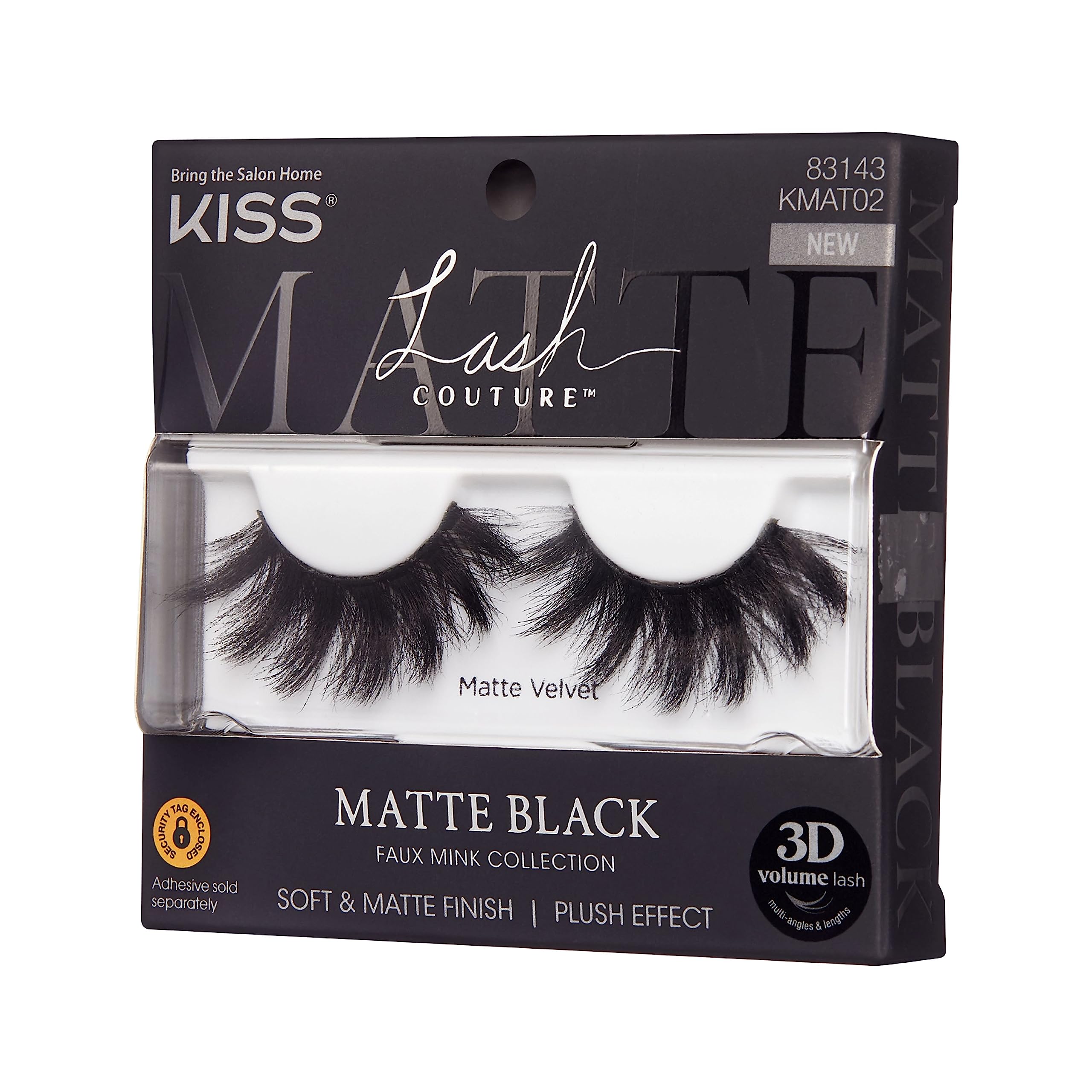 KISS Matte Black, False Eyelashes, 'Matte Velvet', 16mm, Includes 1 Pair Of Lash, Easy to Apply, Reusable Lash Clusters
