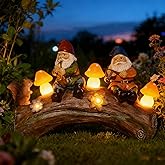 Solar Powered Squirre Gnome Mushroom Light 14" Weatherproof Resin Garden Decor Auto-Sensor Outdoor Lamp Warm White Fairy Light Housewarming/Birthday Bullet Points