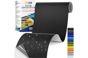 SGOOYIR 6X63 Inch Nylon Repair Patch for Down Jacket, Self-Adhesive Nylon Fabric Repair Patch for Tents, Waterproof Fabric Repair Tape Patch Kit for Clothes, Puffer Jackets, Backpacks