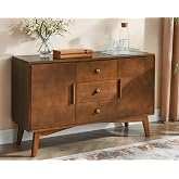LKTART 47" Real Wood Veneer Sideboard Buffet Cabinet with Storage Drawers | Mid Century Modern Sideboard Buffet Cabinet with Solid Wood Frame&amp;Legs,Accent Storage Cabinet with 2 Doors and 3 Drawers