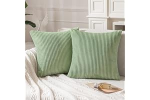 ANRODUO Pack of 2 Sage Green Spring Throw Pillow Covers with Corduroy Cushion Case 18x18 Cute and Soft Boho Throw Pillows Decorative Pillows Covers for Bed Couch Sofa and Living Room Euro Pillow Cover
