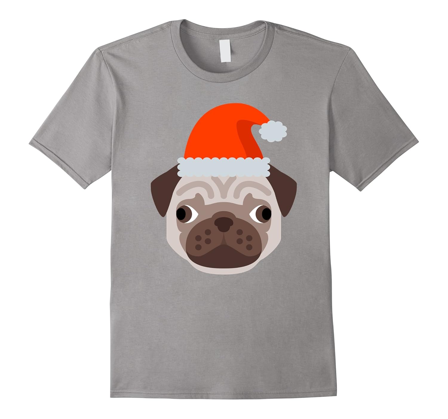 Christmas Pug with Santa Hat Cute T-Shirt-ANZ