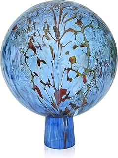 Lauschaer Glas Gartenkugel Rosenkugel aus Glas mit Granulat aquablau d 15cm mundgeblasen handgeformt