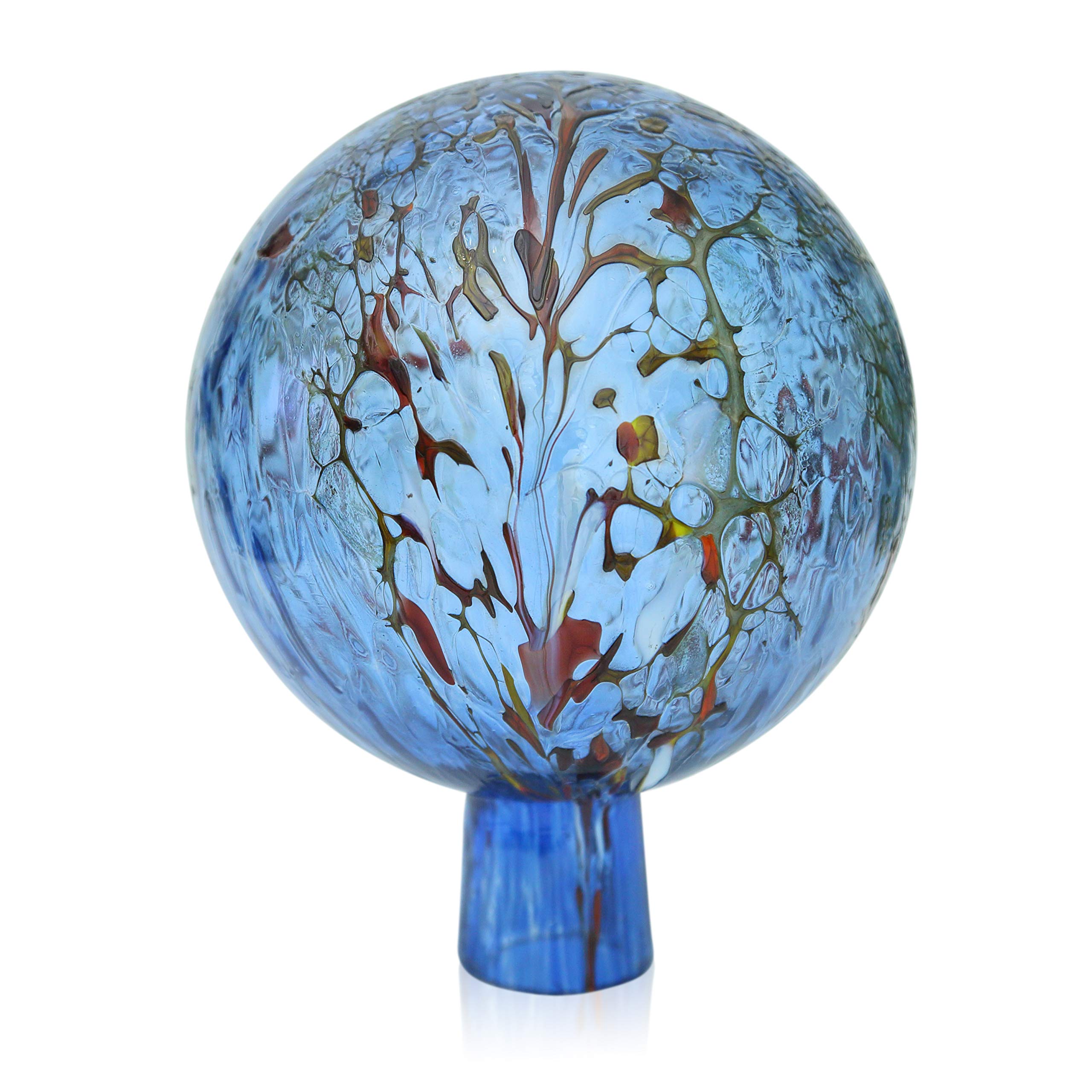 Lauschaer Glas Garden Ball Rose Ball Made of Glass with Granules Aqua Blue Diameter 15 cm Mouth-Blown Hand Shaped