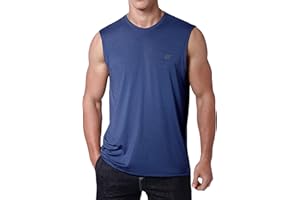 EZRUN Men's Workout Sleeveless Shirts Quick Dry Muscle Swim Shirt Gym Fitness Running Beach Tank Tops