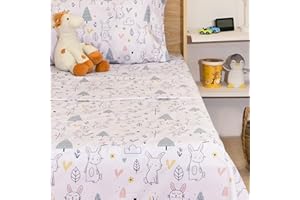 NIKKIPETER Nikki Peter 100% Cotton Kids Bedsheet Sets for Boys and Girls, Bunny Sheets Twin, Bunny Twin Bedding, Easy Care Super Soft Sheets Set - OEKOTEX Certified