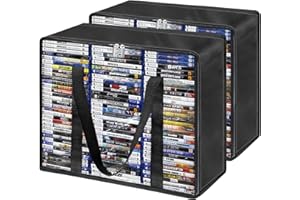PUTNATRUE DVD Storage Bags, 2 Pack Blu-ray DVD Storage Cases Holder, Highly Clear Video Game Storage Bags, Plastic Media Organizer Holds Up 70 DVDs, 90 Blu-ray Cases, 120 CDs (Each)