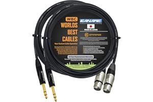 WORLDS BEST CABLES 2 Units - 10 Foot - Canare L-4E6S, Star Quad Balanced XLR to TRS Patch Cable with Eminence Gold E312 Female XLR & E502 TRS Stereo Plugs - Custom Made