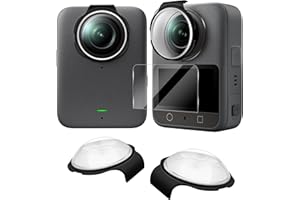 Orzero (1+1) 1 Set Lens Guards Compatible for DJI Osmo 360, with 1 Pack Tempered Glass Screen Protector, Ultra HD Anti-Scratc