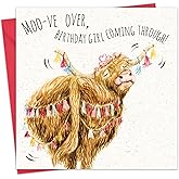 Twizler Funny Birthday Card - Scottish Highland Cow - Womens Happy Birthday Card for Her Female Friend - Mom Wife Daughter Sister Girlfriend - Scotland