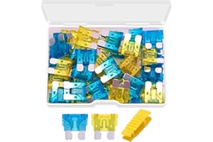 Ginsco 50 Pcs Blade Fuses Assortment Kit Standard Regular Size 15A 20A for Car RV Truck Marine Boat Motorcycle Bus