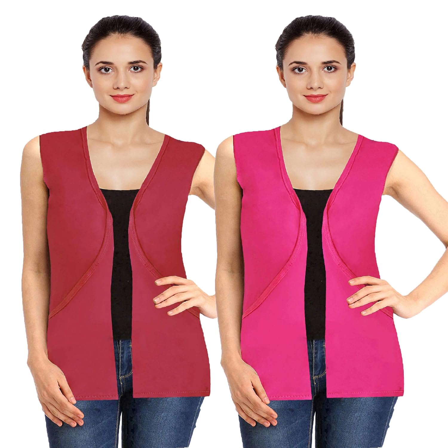 uniq shurgs for womens latest sleeveless with pocket pack of 2 (pink & maroon)