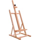 U.S. Art Supply Medium Wooden H-Frame Studio Tabletop Easel | Adjustable Stand, Holds Up To 27" Canvas, Portable Table Top Easel for Painting