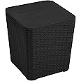 YITAHOME Outdoor Coffee Table with Extra Storage 11.5 Gallon Resin Rattan Side Table for Patio Decor,Cushions(Black)