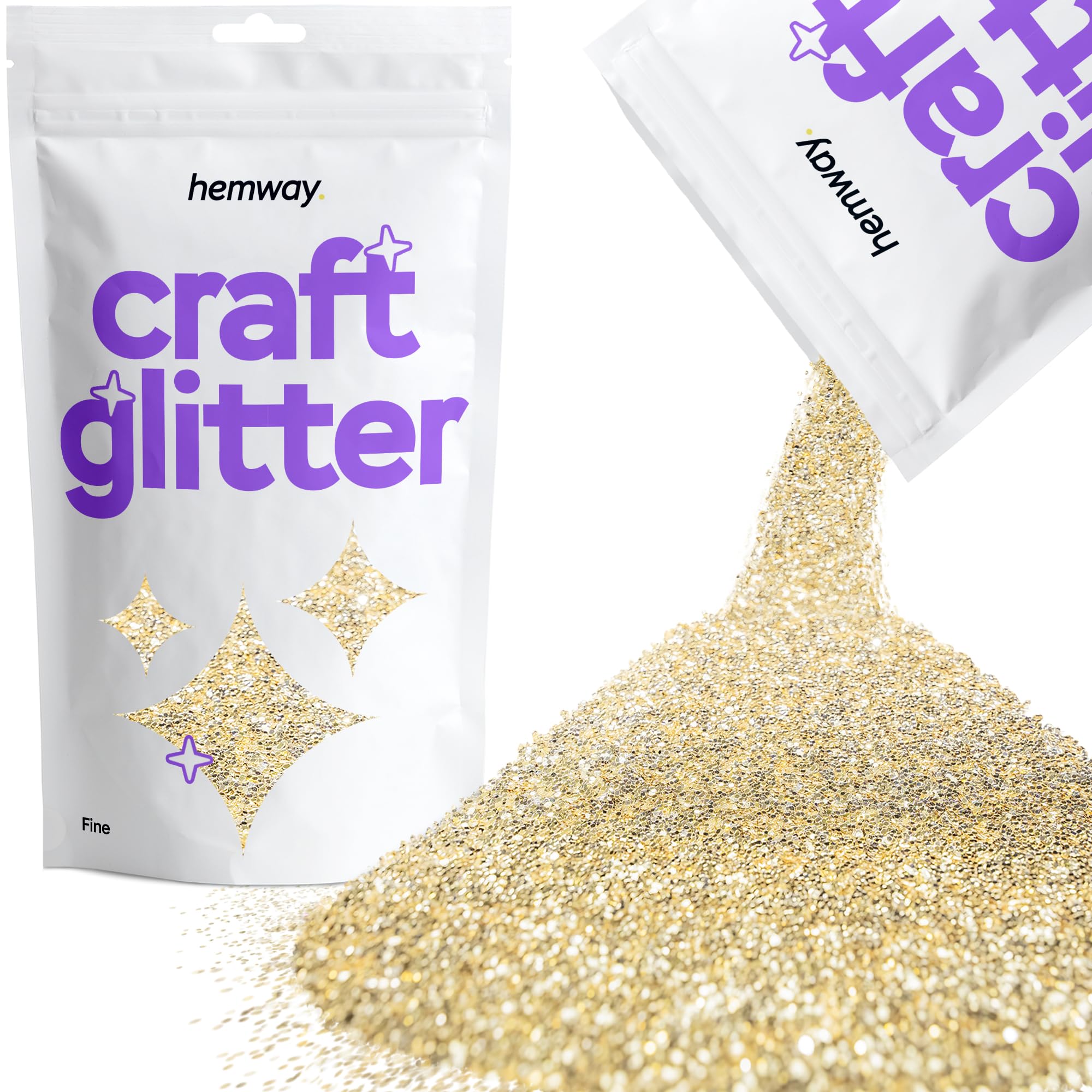 Hemway Craft Glitter Champagne Gold 100g Fine Glitter for Crafts, Resin, Cosmetic, Nail, Face, Body, Festival, Tumblers, Art, Candle, Crafting