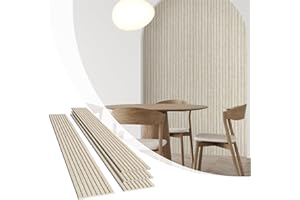 Olanglab Wood Slat Wall Panels 4 Pack, Wooden Acoustic Wall Panels, 94.5"x12.6" Each 3D Wall Panels for Interior Wall Decor (Light Oak-Grey Felt-Extendo Trio)