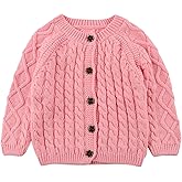 MniJiza Baby Girls Sweater Toddler Knit Cardigan Kids Long Sleeve Cardigan Infant Crewneck Coat Fall Winter