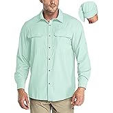 33,000ft Men's Long Sleeve Sun Protection Shirt UPF 50+ UV Quick Dry Cooling Fishing Shirts for Travel Safari Camping Hiking