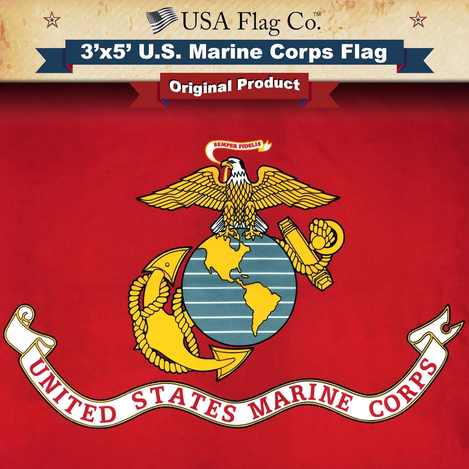 Marine Corps Drapeau américain USA Drapeau co. est 100 Made Le 3 x 5