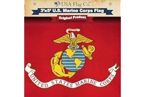 Marine Corps Flag by USA Flag Co. is 100% American Made: The BEST 3x5 Outdoor USMC Flag, Made in the USA - For Prime Members and Amazon A to Z Guarantee. (3 by 5 foot)