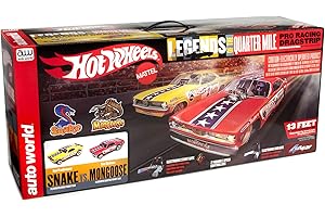 AW AUTO WORLD Hot Wheels Slot Car Racing Set - Snake v. Mongoose - 13 Foot Slot Race Track by Auto World