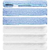 Ferrochef 6 Pcs 14" Microfiber Window Scrubber Refill Pad, Blue,White | Reusable Replacement for Squeegee, Bathroom Mirrors Car Window Cleaning Cloth Tools, Machine Washable, Squeegee Not Included