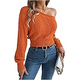 MakeMeChic Women's One Shoulder Tops Sweater Long Sleeve Lightweight Pullover Jumper Top