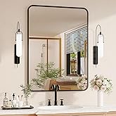 Black Bathroom Mirror for Over Sink - 22×30 Rectangle Bathroom Vanity Mirror Wall Mounted with Matte Aluminum Frame & Rounded Corners, Shatterproof Glass, Horizontal/Vertical