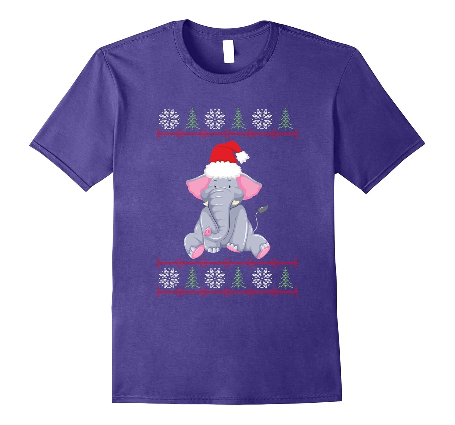 Elephant Ugly Sweater Christmas T-Shirt-Rose