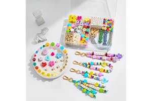 MINIMISSMIANYC 421PCS Beaded Keychain Making Kit for Women,Acrylic Heart Star Flower Letter Alphabet Bag Beads DIY Key Chain Charm Supplies Crafts Accessoriess Jewerly Making Kit