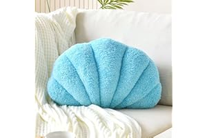 VBGYA Seashell Decorative Pillow, Blue Seashell Shaped Throw Pillows, 13x10 Inch Soft Sea Ocean Room Decor 3D Insert Beach Pillow Seashell Plush Pillows for Couch, Bed